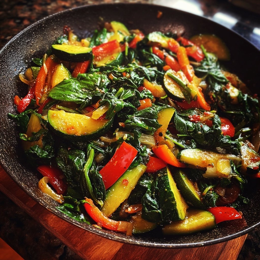 Kalorienarme Gemüsepfanne Mit Spinat