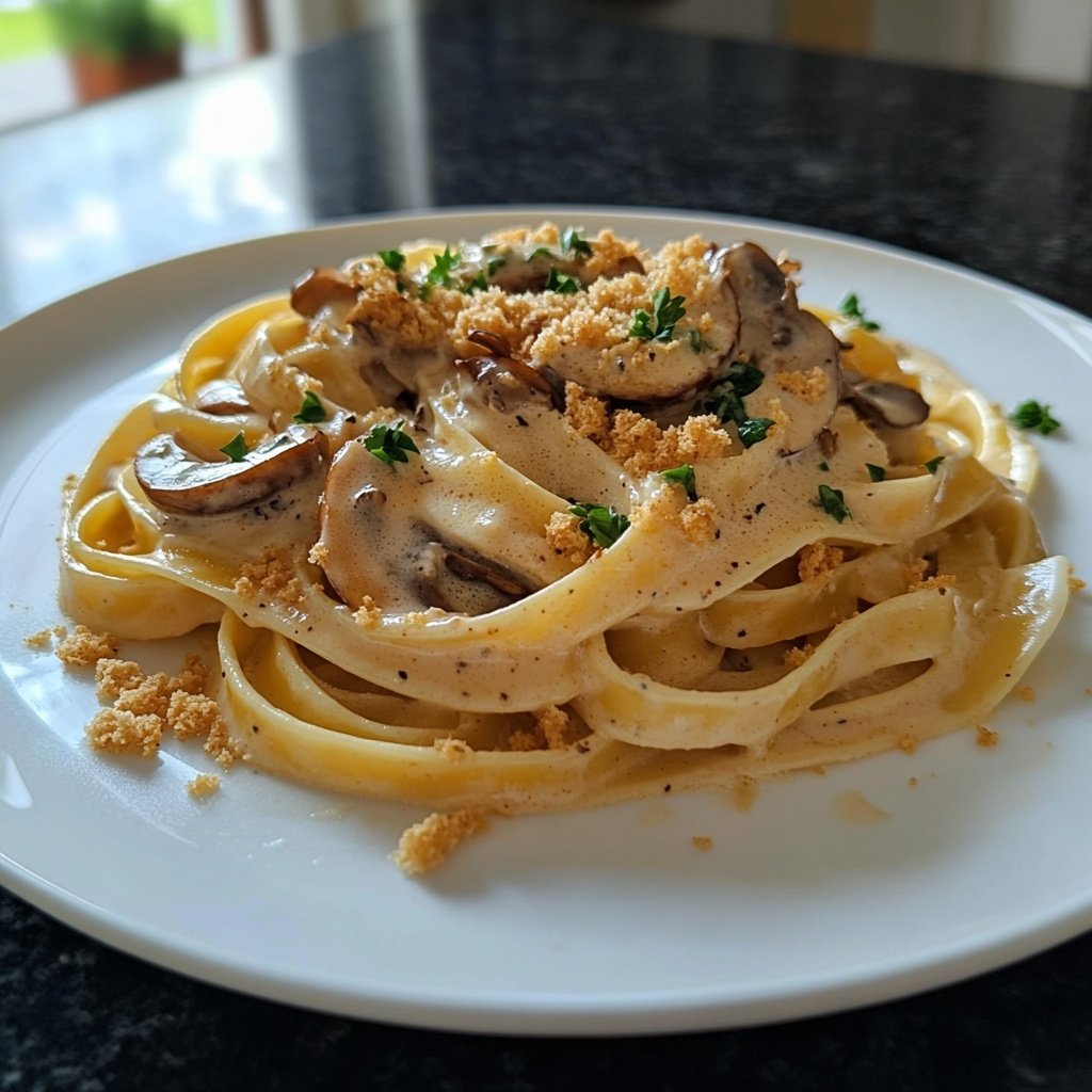 Tagliatelle mit Pilzrahm