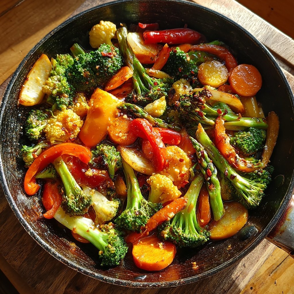 Gemüsepfanne mit Erdnusssauce