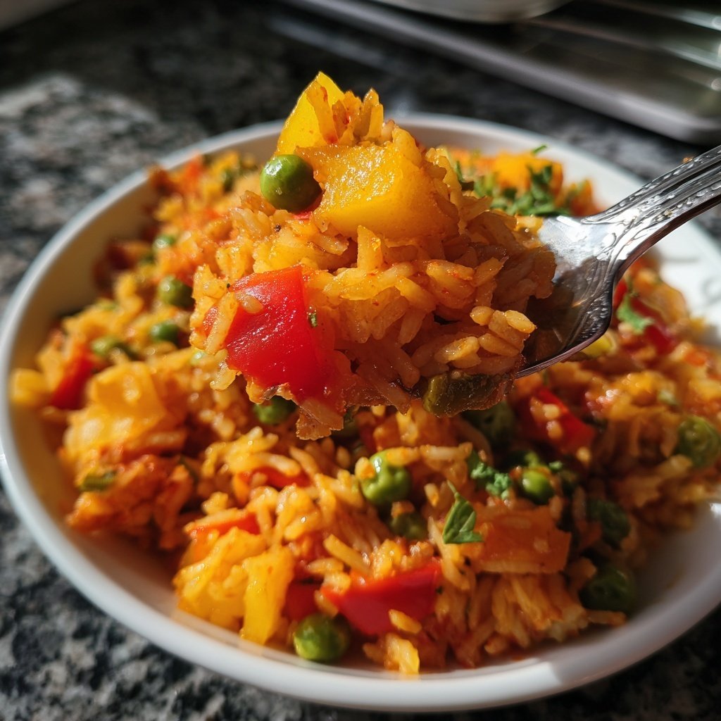 Abendessen mit Reis und Gemüse